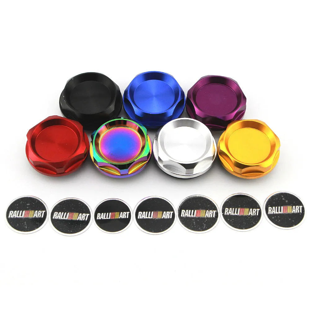 Aluminium alloy oil filter cap for Mitsubishi car modification in six colour options.