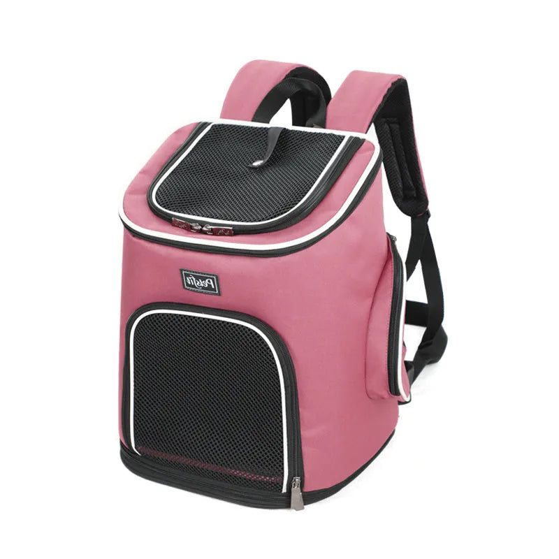 Blue Oxford cloth pet dog backpack carrier with hexagonal mesh for small dogs and cats