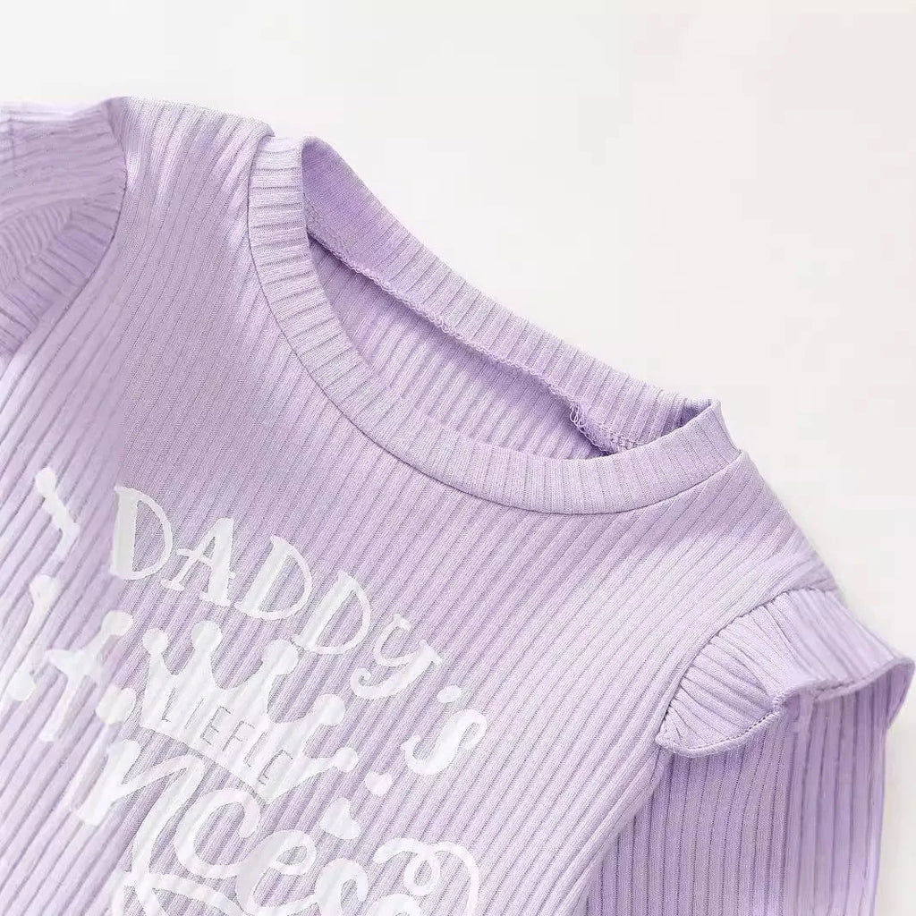 Baby girl cotton long sleeve sunken stripe top and flower print trousers two-piece set in pink