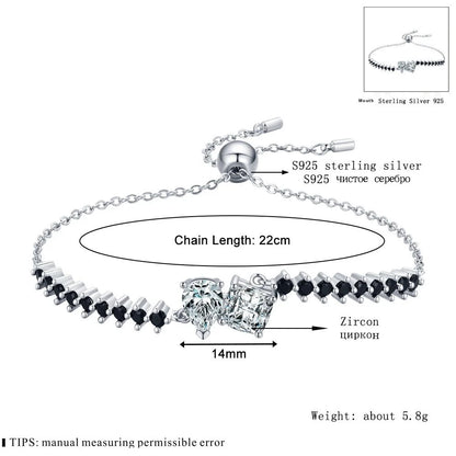 Women's black zircon diamond bracelet with micro inlaid design