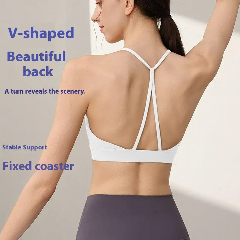 Women's nylon sports vest with fixed double-shoulder straps in green tea green colour