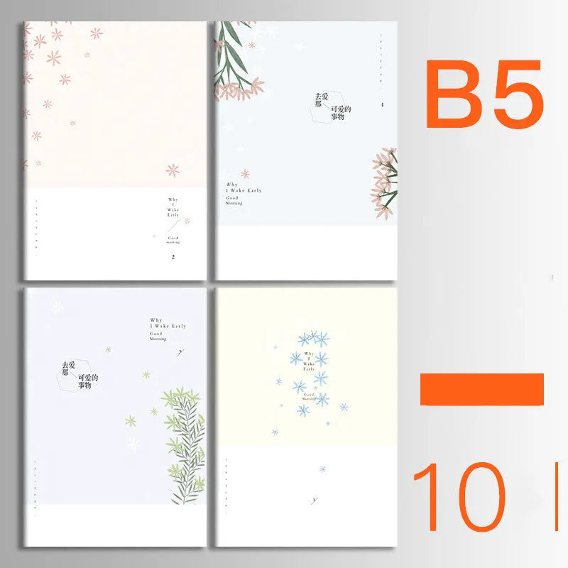 Set of 10 thread-bound A5 notebooks with kraft paper covers showing bear and sakura designs