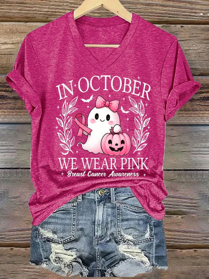 Women's printed V-neck short sleeve top in street hipster style with multiple colour options