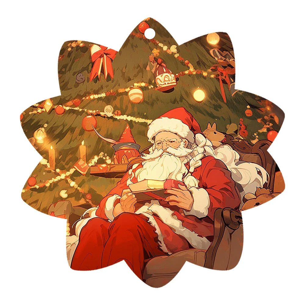 A charming acrylic car-shaped ornament with vibrant colors and a reflective finish, perfect for Christmas decor.