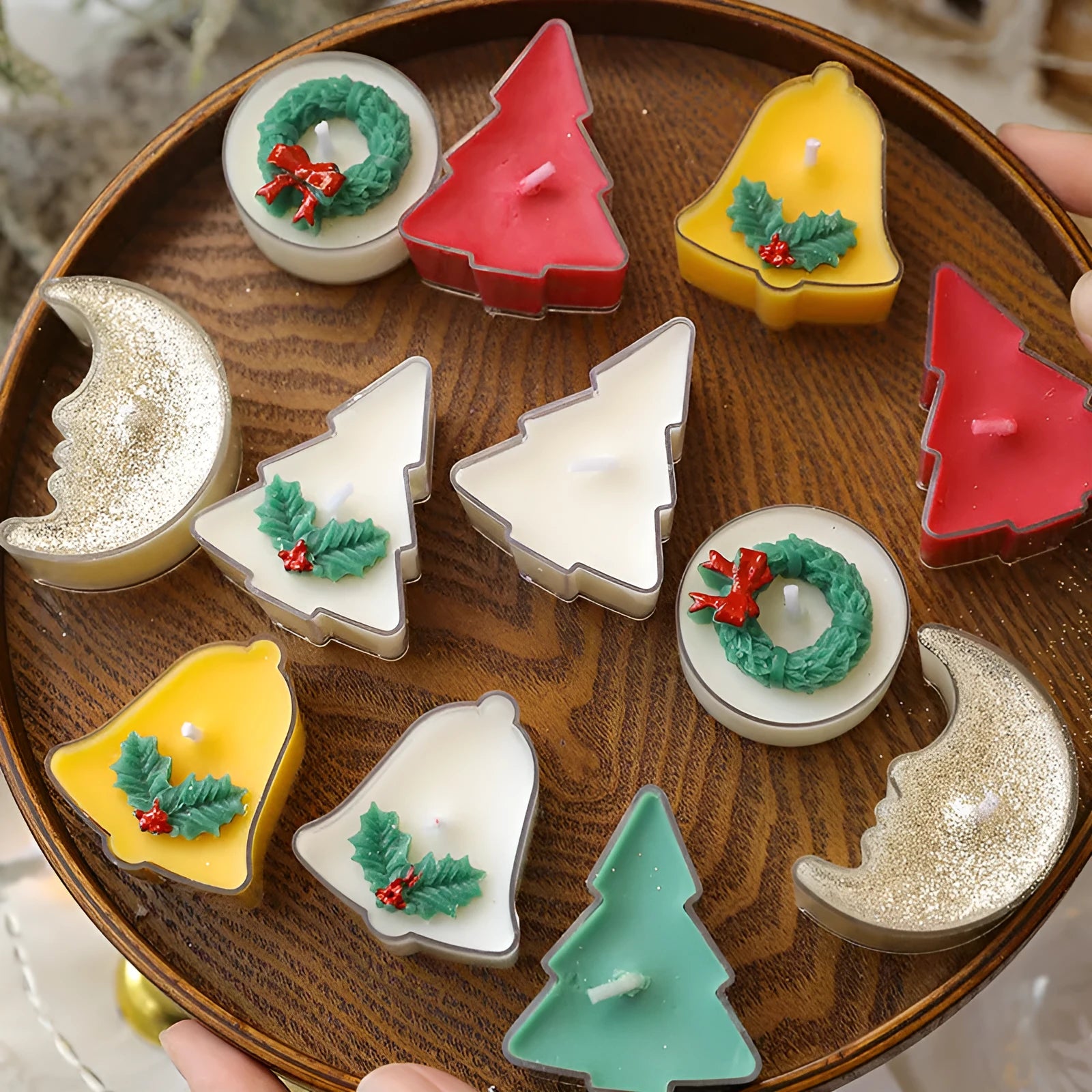 Creative Christmas tea wax tree bell personalised candle in cup shape multicolour options
