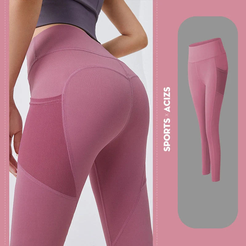 Women's yoga pants with pocket and tummy control in various colours