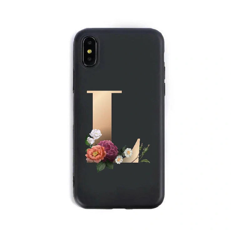 Alphabet silicone phone case showing individual letter design with TPU construction for iPhone protection