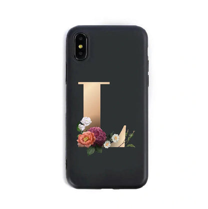 Alphabet silicone phone case showing individual letter design with TPU construction for iPhone protection
