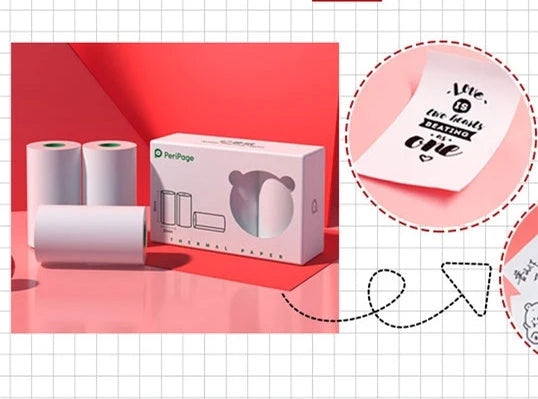 Portable handheld label mini thermal printer in white, pink, or blue