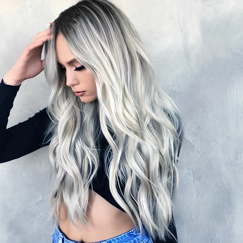 70cm long curly black gradient wig with high temperature wire hairline, fits any face shape and skin tone