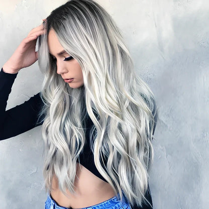 70cm long curly black gradient wig with high temperature wire hairline, fits any face shape and skin tone