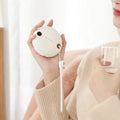 Green hand warmer power bank with digital display showing battery percentage