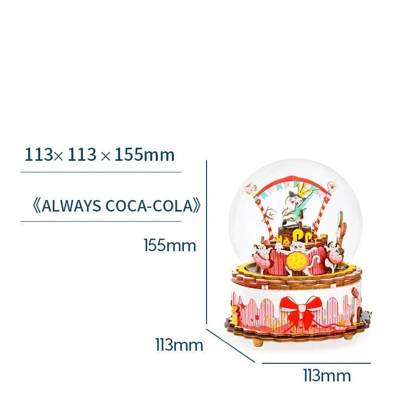 DIY 3D Kitty Ballet Wooden Puzzle Game with moveable music box, perfect for creative assembly and decoration