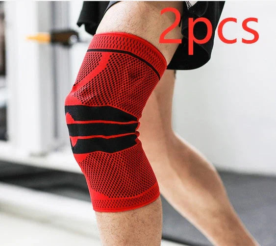 Nylon knee sleeve with anti-slip bands for sports and fitness support