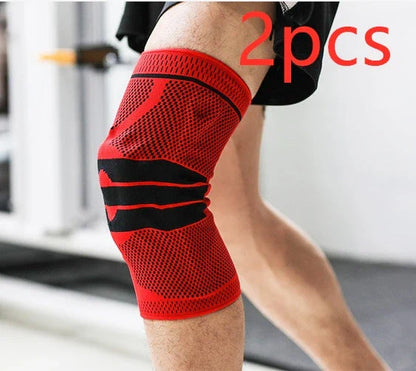 Nylon knee sleeve with anti-slip bands for sports and fitness support