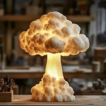 Modern art mushroom cloud atomic bomb explosion table lamp with USB socket.