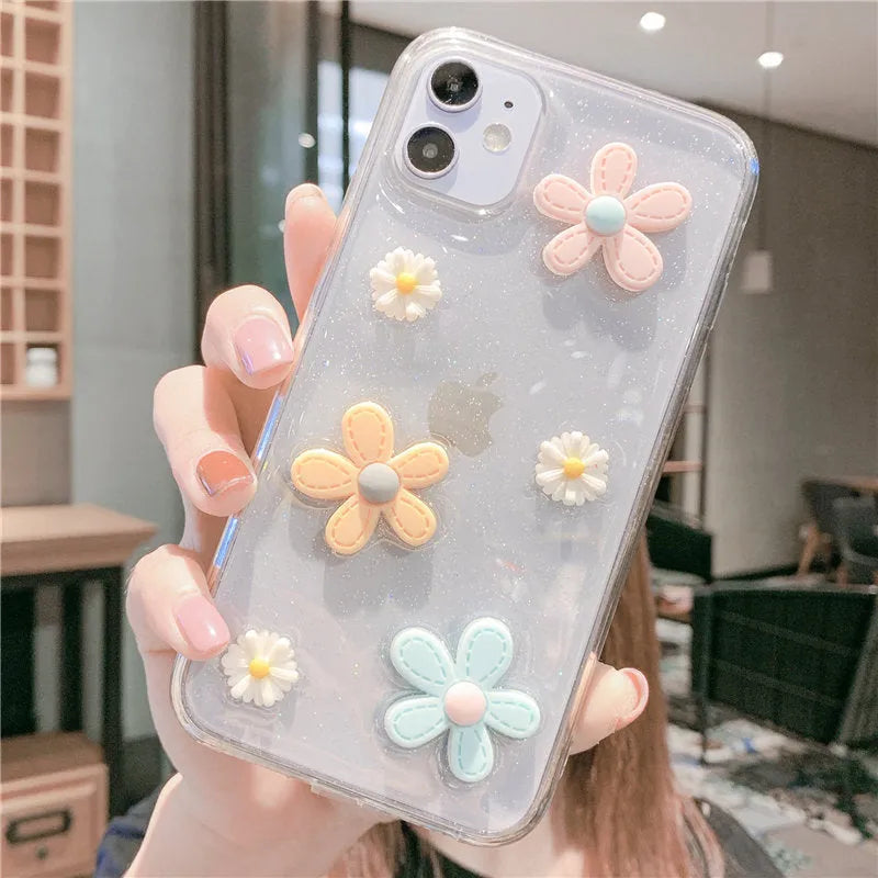 Soft rubber iPhone case with New Year flowers and a girl heart design.
