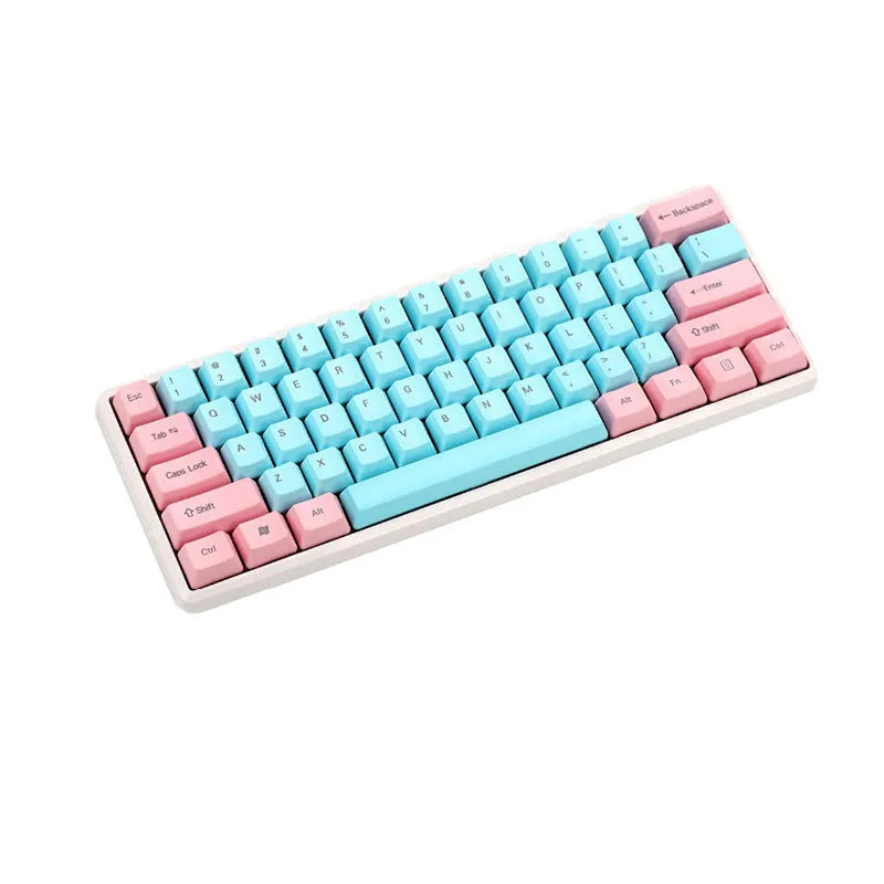 Opaque pink PBT keycap set for mechanical keyboards with side-printed legends