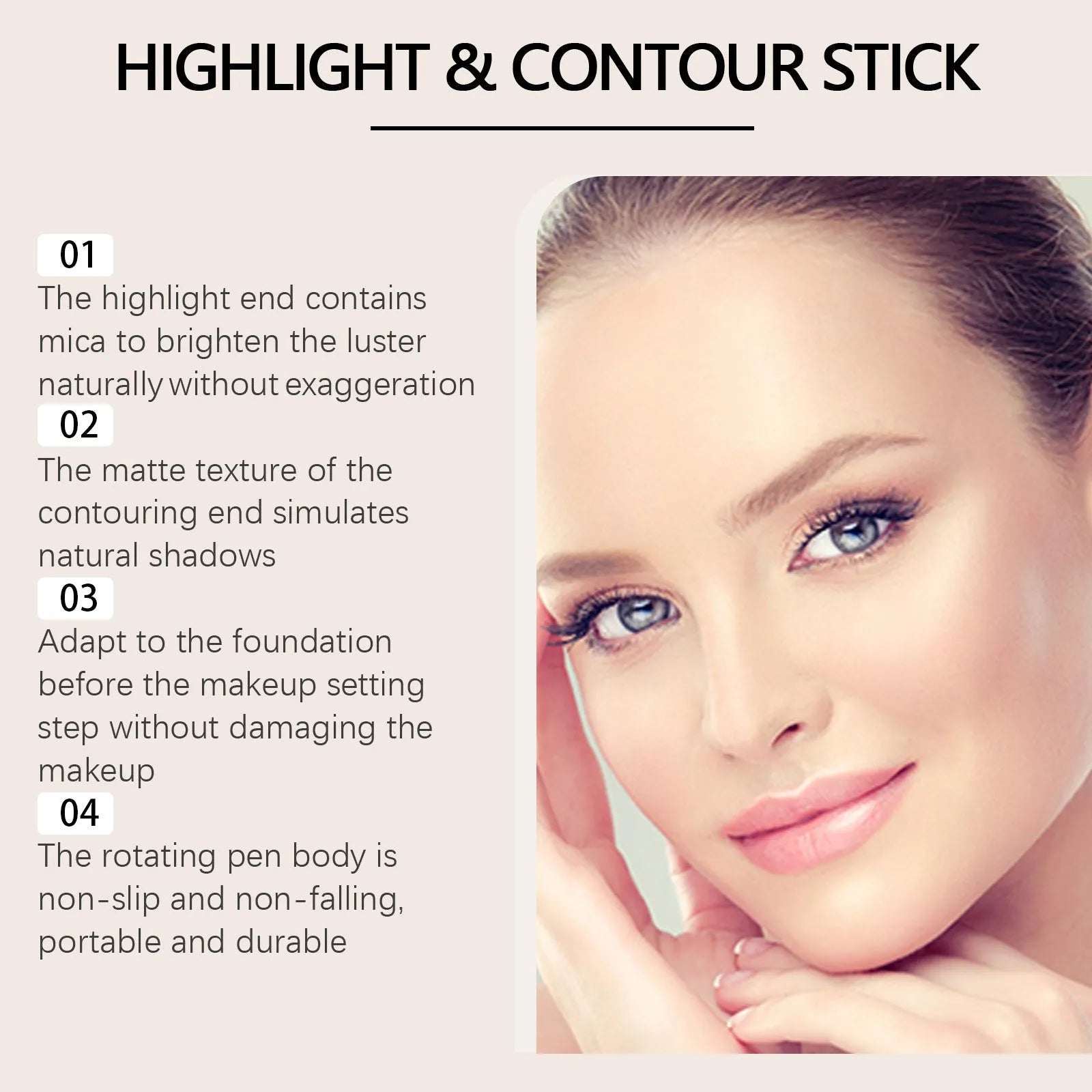 ZEPHOCO 2-in-1 cream highlighter and contour stick in a grooming stick format