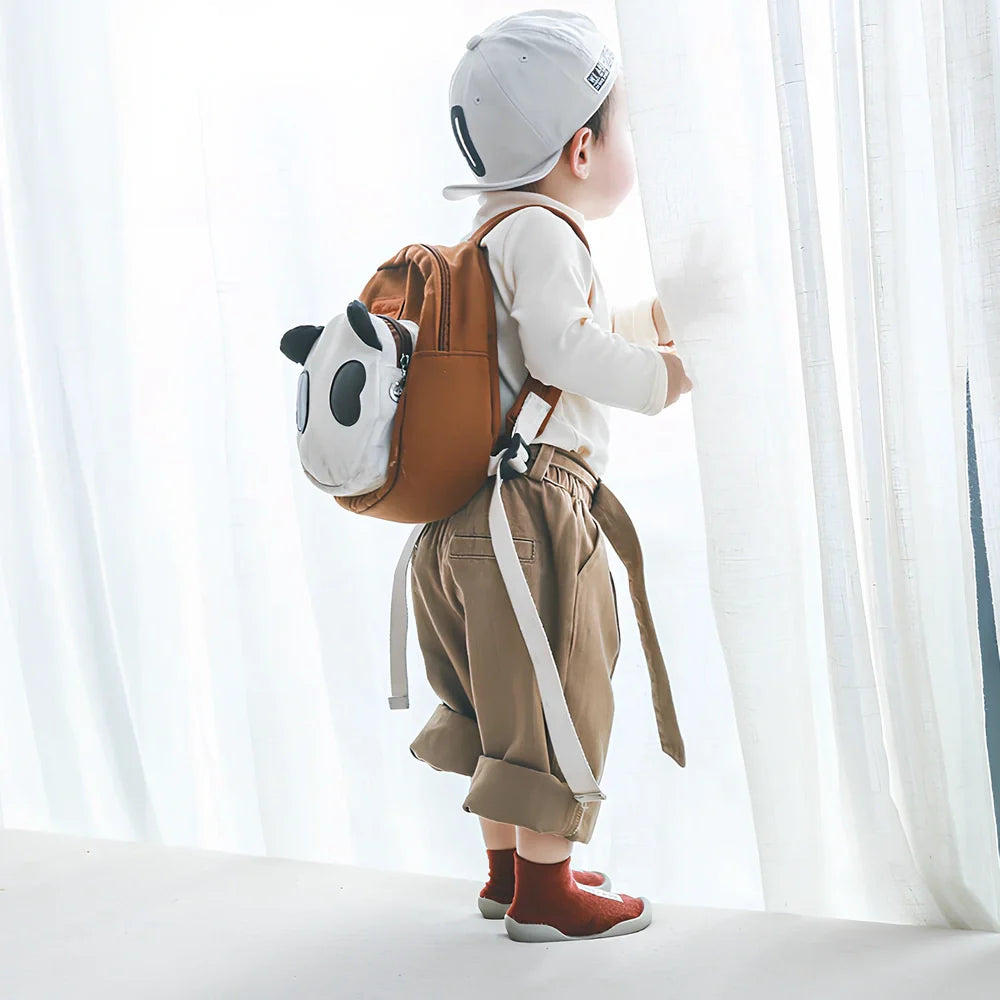 Breathable combed cotton toddler floor socks in black bow tie pattern, size M for 12.5-13.5cm feet, mesh for sweat absorption