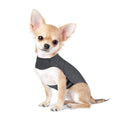 Heather Grey brocade cotton dog anxiety vest shown on a model dog, featuring a simple one-piece design.