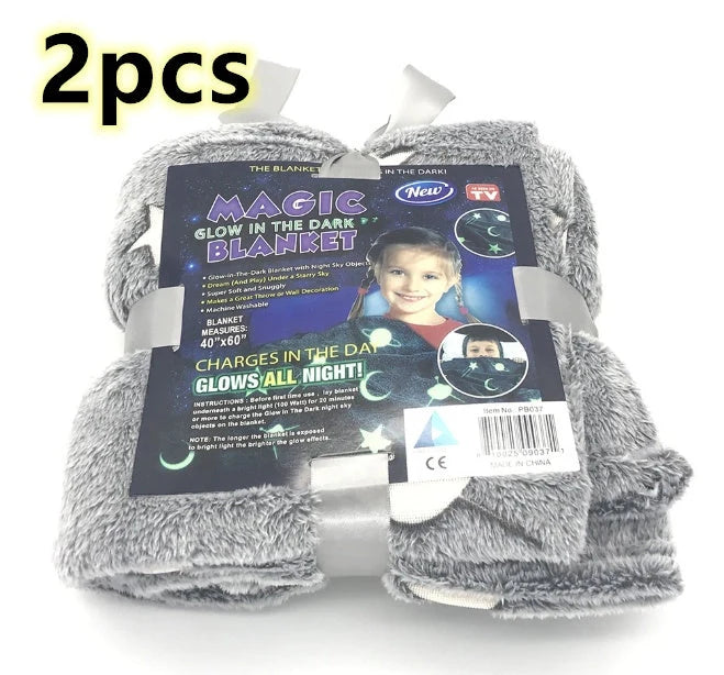Glowing stars and moons polyester wool blanket for nighttime comfort