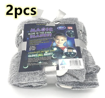 Glowing stars and moons polyester wool blanket for nighttime comfort