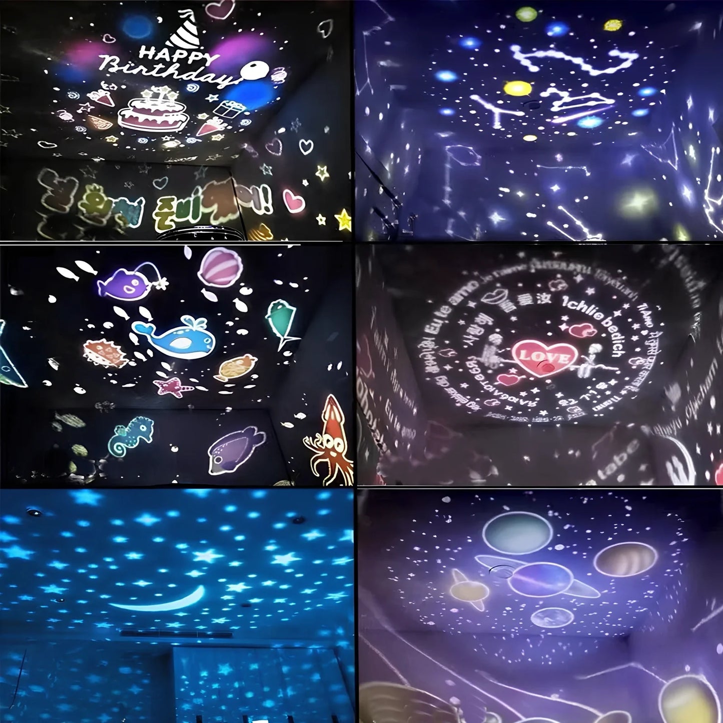 Sky Fall Projector Night Light for kids with 12 constellations, rotating USB 5W lamp in ABS PVC 10cm size