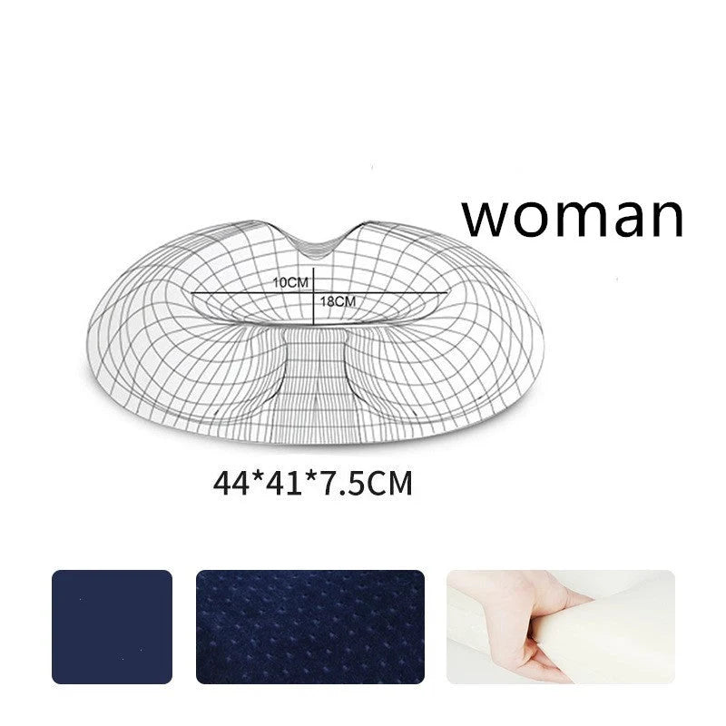 Memory foam seat cushion pillow with gender-specific design for office chairs