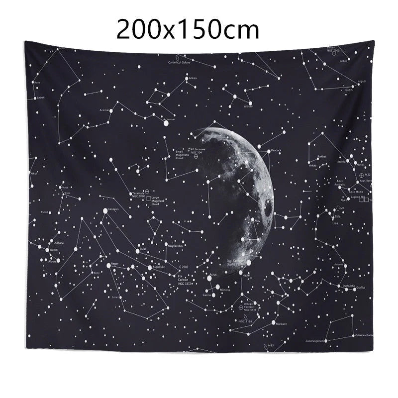 Constellation tapestry with moon pattern for bedroom decoration