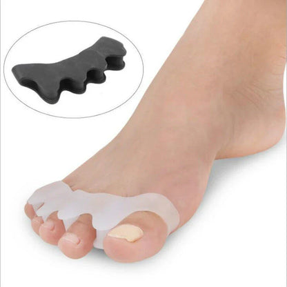 Silicone Bunion Corrector and Toe Separator in various colors, designed to provide soothing relief and long-term correction for foot deformities