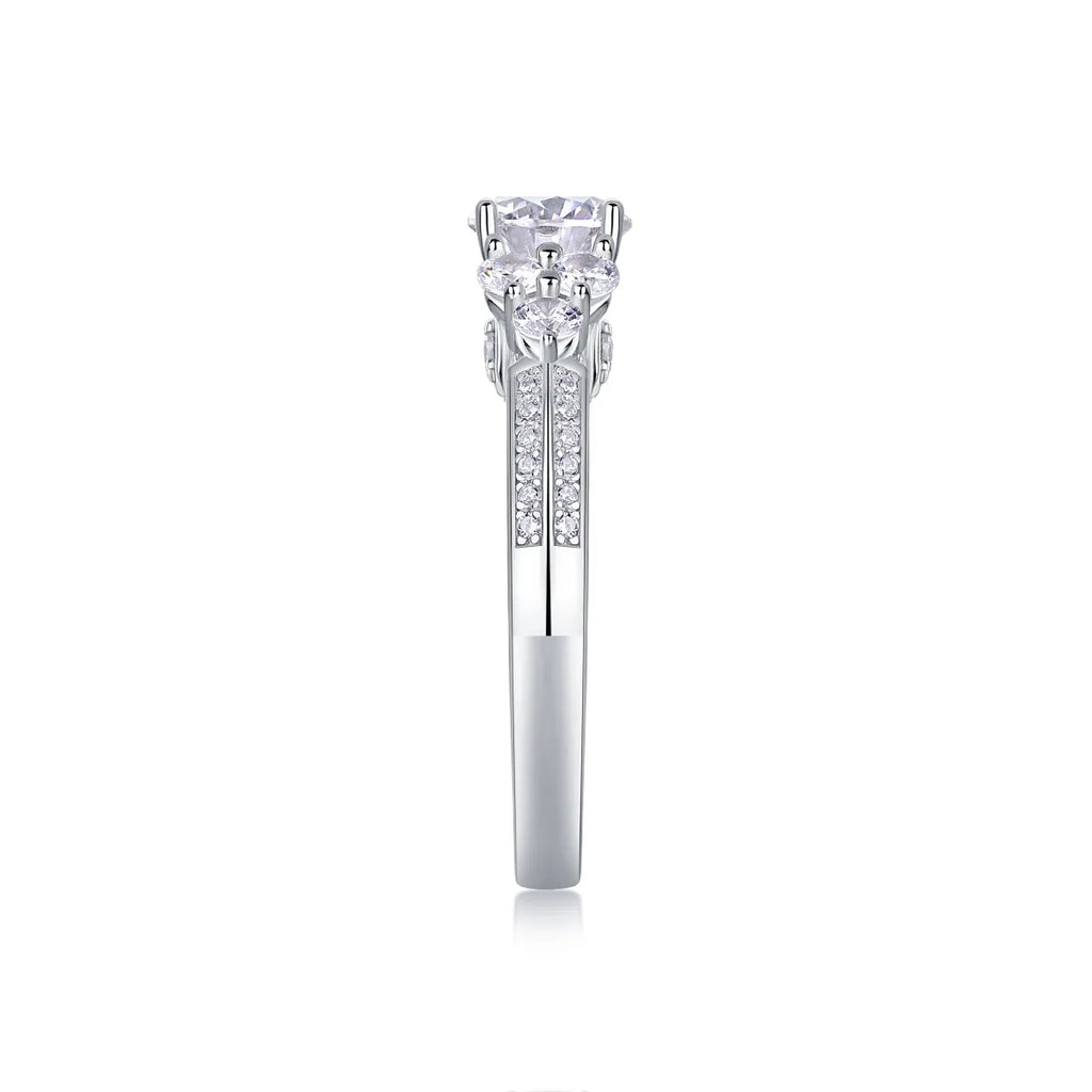 Coral Dream wedding ring set with 1 carat moissanite in S925 silver with platinum plating