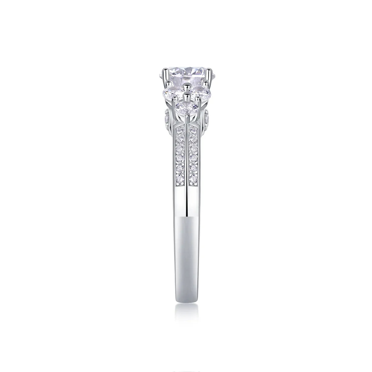 Coral Dream wedding ring set with 1 carat moissanite in S925 silver with platinum plating