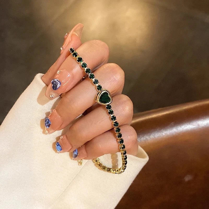 Zircon geometric square bracelet with electroplated finish in various colours