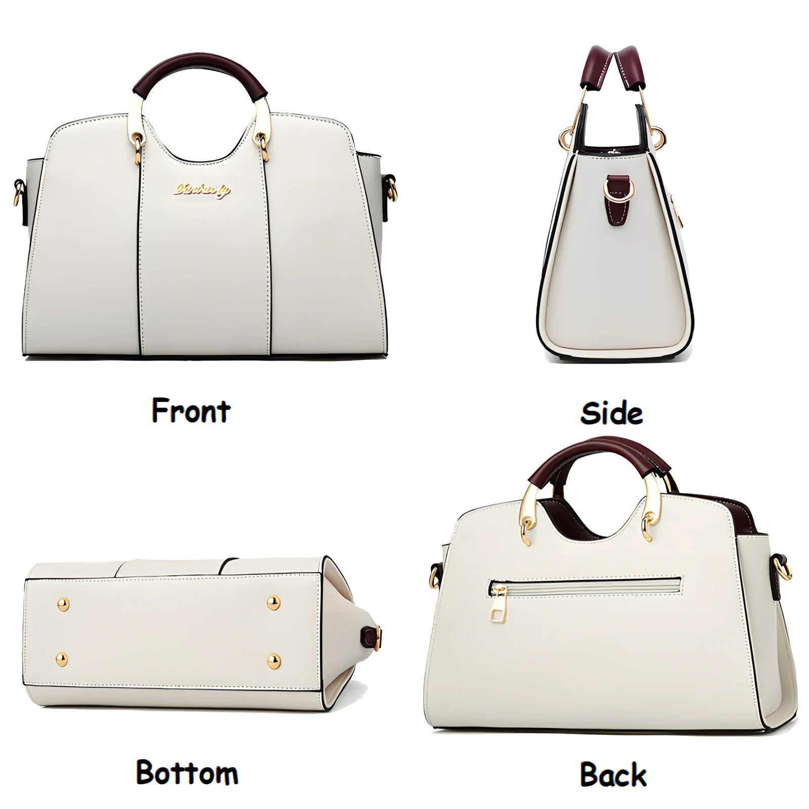 Women's shoulder bag with zipper closure measuring 28.5cm wide in wine red colour