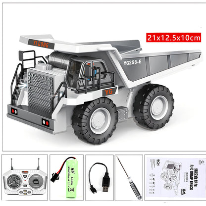 Children's grey-green 11-channel alloy excavator toy car with remote control, rechargeable battery, and simulation digging arm extended 15cm