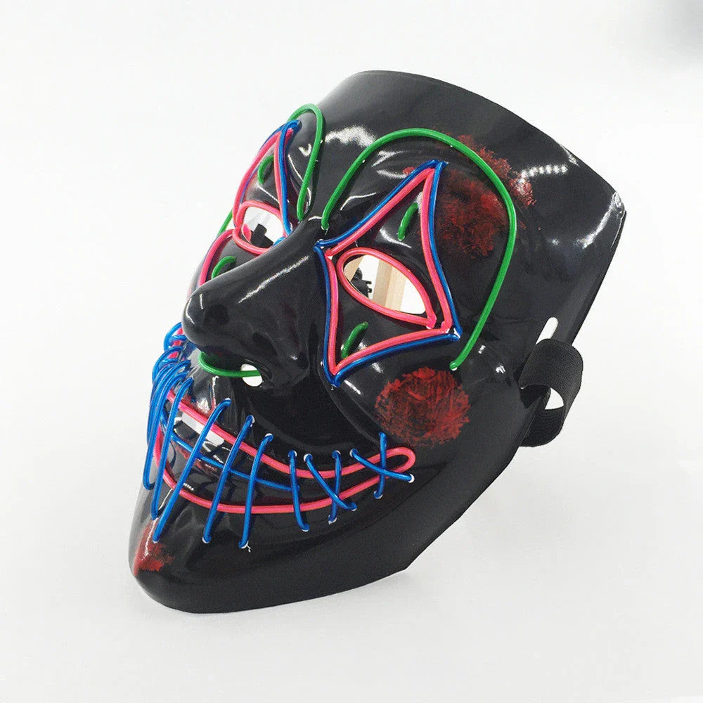 Halloween LED Glowing Mask in pink and green with EL cold light technology