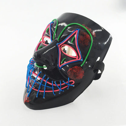 Halloween LED Glowing Mask in pink and green with EL cold light technology