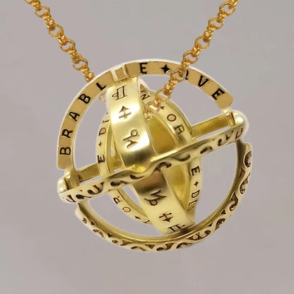 Germany Astronomical Ball Ring Necklace with flip deformation feature in silver and gold