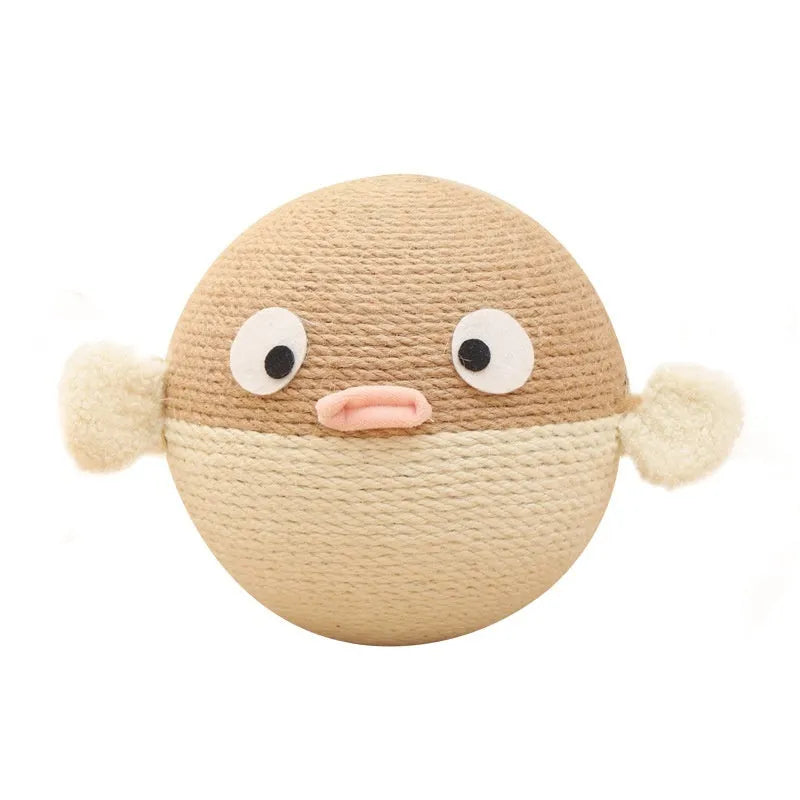 Puffer leakage food feeder sisal cube puzzle toy for dogs and cats, 15cm.