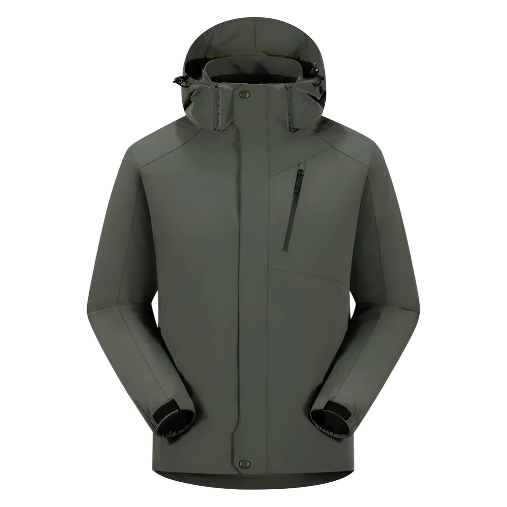 Men's three-in-one winter white down jacket in solid colour with hood and removable liner