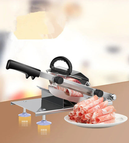 Manual Spring Meat Cutting Machine with stainless steel body and adjustable slice thickness