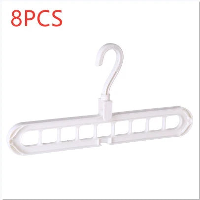 9-hole clothes hanger organizer in white, green, gray, and pink options