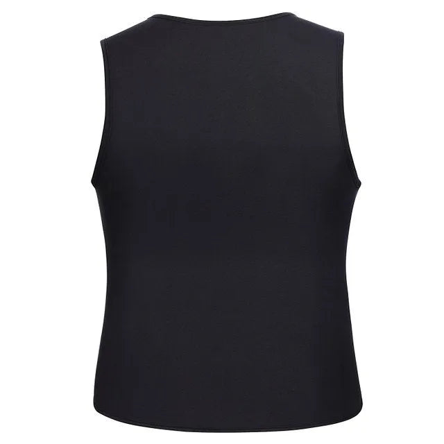 Black fitness sweat zipper vest with front zip, made from chlorinated fibre, shown on a model