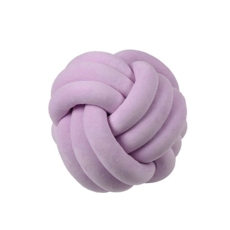 Knotted Plush Ball Design Round Throw Pillow in assorted colours and sizes