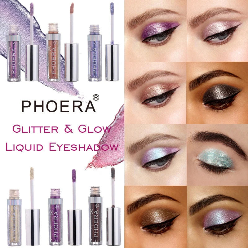PHOERA Magnificent Metals Glitter and Glow Liquid Eyeshadow in 12 vibrant shades