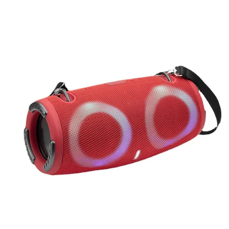 Portable Bluetooth speaker with RGB lights in multiple colour options including black and camouflage.