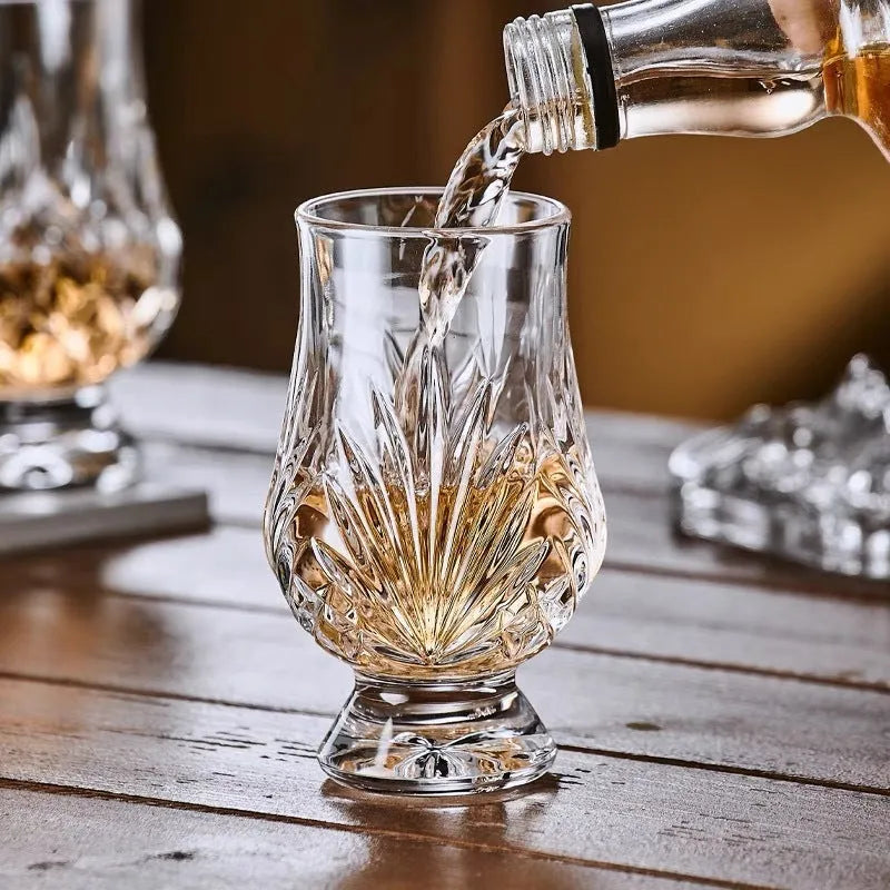 Clear glass fragrance-smelling cup with zodiac pattern and cup holder for wine tasting