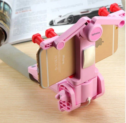 Panoramic PTZ 360-degree Rotating Bluetooth Electric Selfie Stick in black and pink