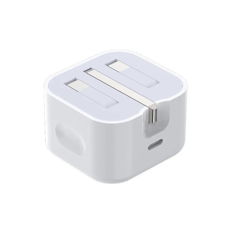 White British Standard 20W PD fast charger with Type-C cable for UK wall sockets